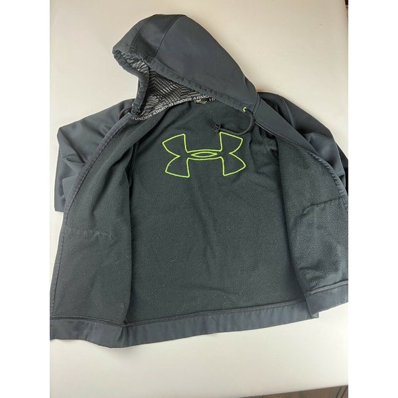 Men's Under Armour Neon Green Black Full Zip-Up Hoodie Sweatshirt Small Fleece - Picture 8 of 10